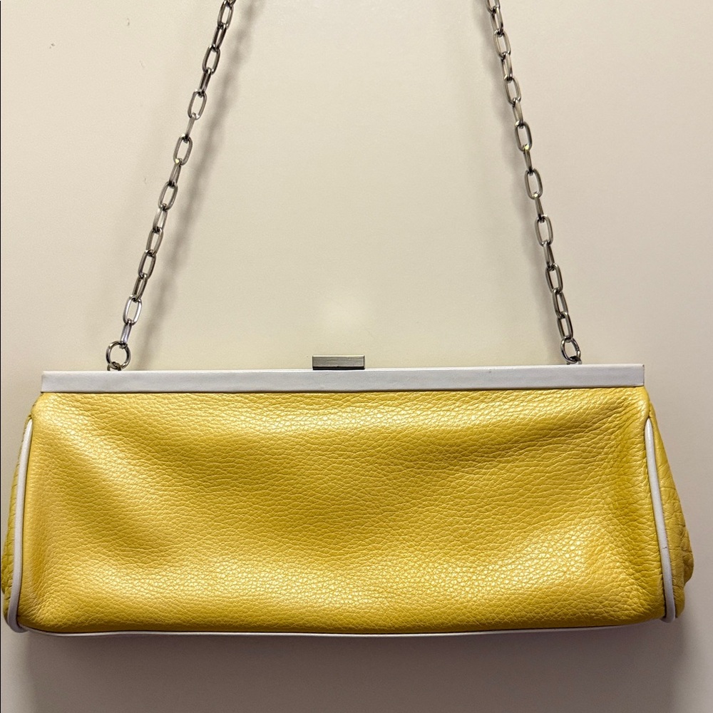 Kenneth Cole New York Yellow Leather Clutch with Chain Strap